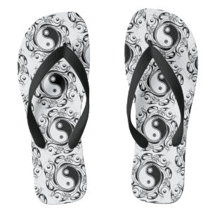 Yin & Yang Symbool Zwart-wit Tattoo Stijl Teenslippers