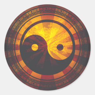  Yin Yang Symboolafdrukken Ronde Sticker