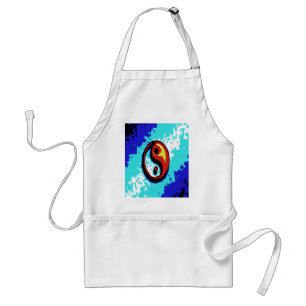 Yin Yang-teken rood en blauw artistiek Standaard Schort