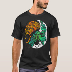 Yin Yang Tiger Dragon Retro Tattoo Style MMA Marti T-shirt