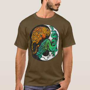 Yin Yang Tiger Dragon Retro Tattoo Style MMA Marti T-shirt