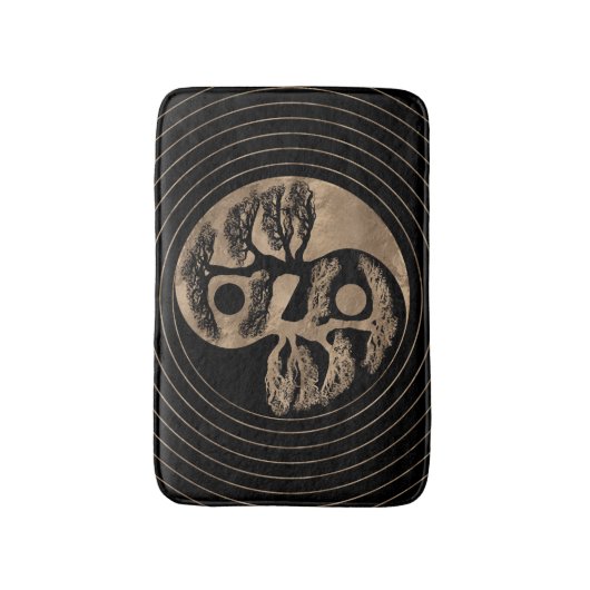 Yin Yang Tree Black en Gold Badmat (Voorkant Verticaal)