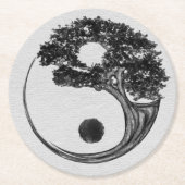 Yin Yang Tree Canvas Ronde Kartonnen Onderzetter (Voorkant)