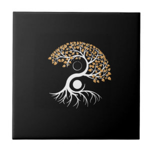 Yin Yang Tree - Golden Leaves Tegeltje