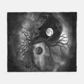 Yin Yang Tree Landscape Black and White Fleece Deken (Voorkant (Horizontaal))