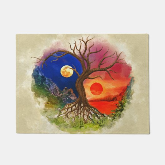 Yin Yang Tree Landschap Deurmat (Voorkant)