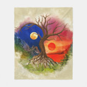 Yin Yang Tree Landschap Fleece Deken (Voorkant)