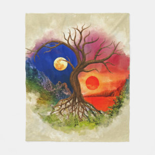 Yin Yang Tree Landschap Fleece Deken
