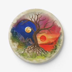 Yin Yang Tree Landschap Papieren Bordje