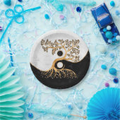 Yin Yang Tree - Marbles en Gold Papieren Bordje (Feest)