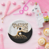 Yin Yang Tree - Marbles en Gold Papieren Bordje (Feest)