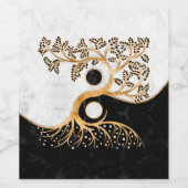 Yin Yang Tree - Marbles en Gold Wijn Etiket (Enkel label)