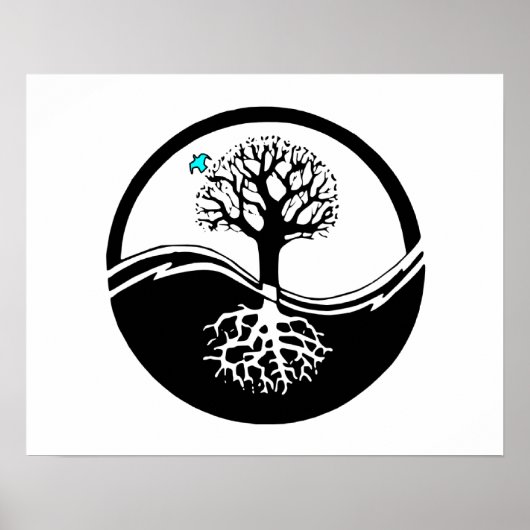 Yin Yang Tree of Life Black & White Poster (Voorkant)