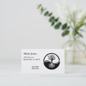 Yin Yang Tree of Life Black & White Visitekaartje (Staand voorkant)