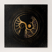 Yin Yang Tree of life - Fluoriet en Gold Legpuzzel (Horizontaal)