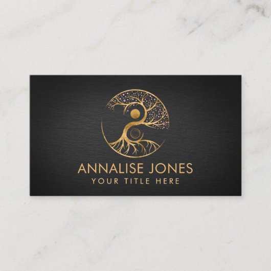 Yin Yang Tree of life - Fluoriet en Gold Visitekaartje (Voorkant)