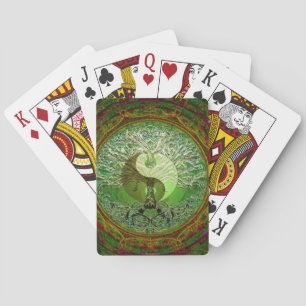Yin Yang Tree of Life Green Pokerkaarten