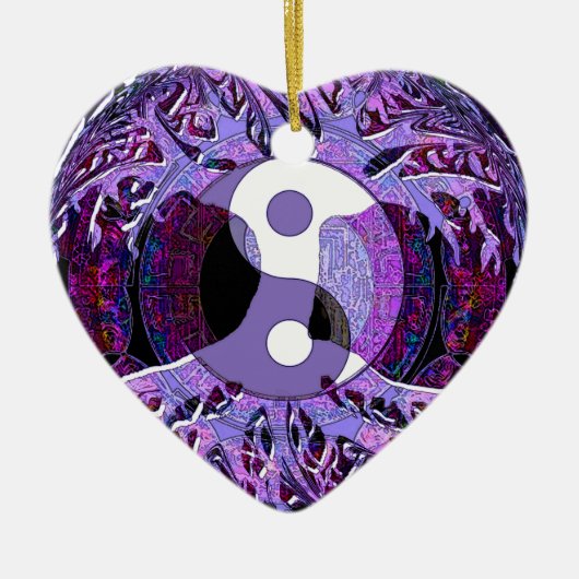 Yin Yang Tree of Life Paars Keramisch Ornament (Voorkant)
