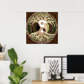 Yin Yang Tree of Life Tan Poster (Thuiskantoor)