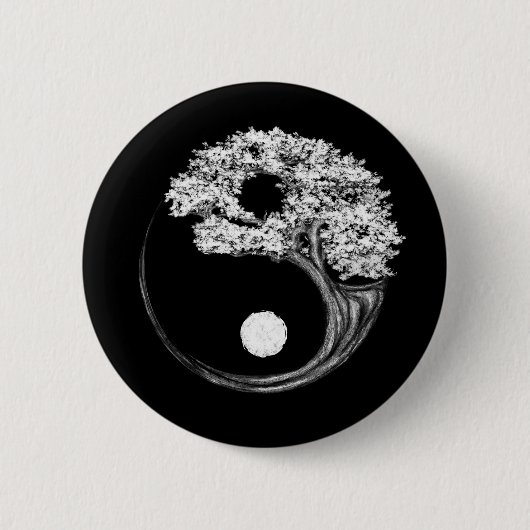 Yin Yang Tree Ronde Button 5,7 Cm (Voorkant)