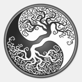 Yin Yang Tree Ronde Sticker