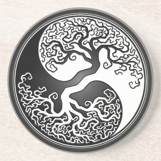 Yin Yang Tree Zandsteen Onderzetter (Voorkant)