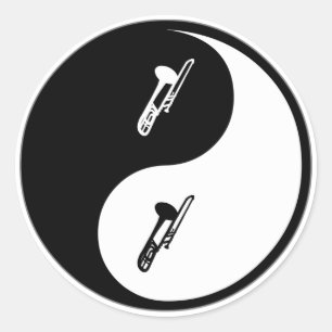 Yin Yang Trombone Ronde Sticker