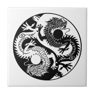 YIN YANG TWEE DRAGONS TEGELTJE