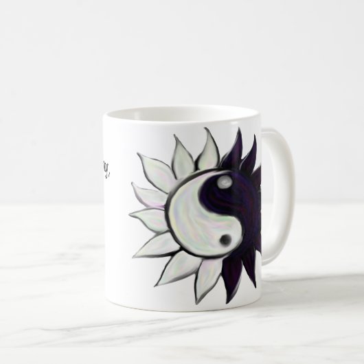 Yin-Yang-ventilator met prijsopgave op Mok (Voorkant rechts)