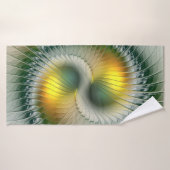 Yin Yang Vert Jaune Abstrait coloré Fractal (Serviette de bain)