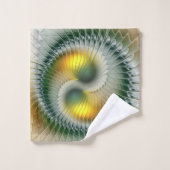 Yin Yang Vert Jaune Abstrait Fractal Coloré (Gant de toilette)