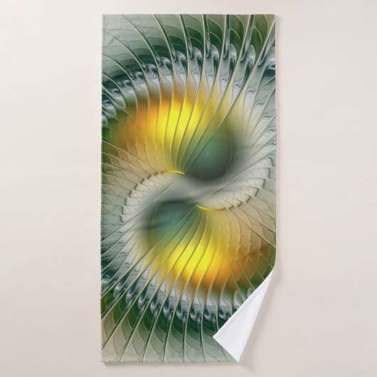 Yin Yang Vert Jaune Abstrait Fractal Coloré (Serviette de bain)