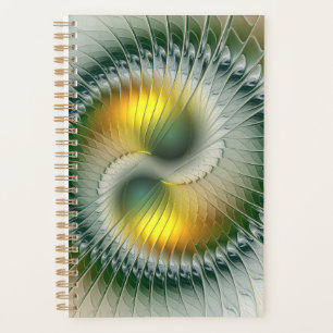Yin Yang Vert Jaune Abstrait Fractal Coloré