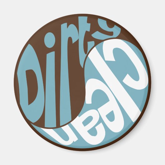 Yin Yang Vuil Schoon Vaatwasser Magnet Bruin/Blauw Magneet (Voorkant)