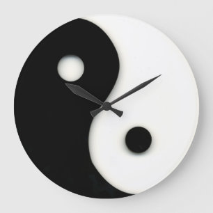 Yin & Yang Wall Clock Black & White Grote Klok