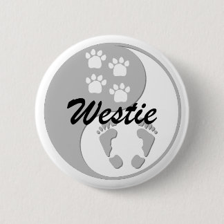 yin yang westie ronde button 5,7 cm