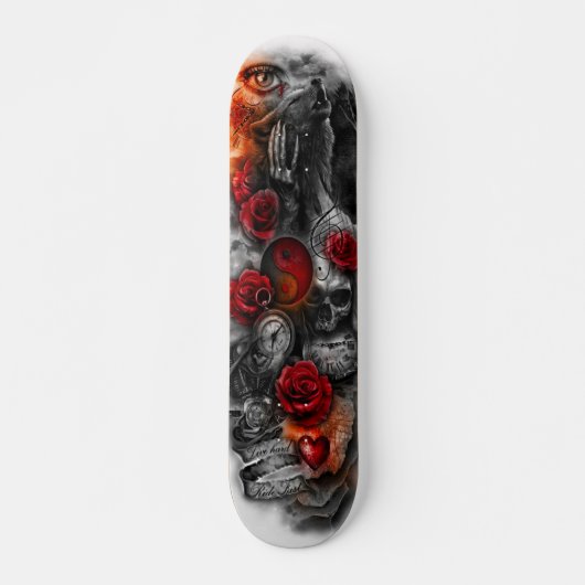 Yin Yang Wolf Skull Fantasy Deck Skateboard (Voorkant)