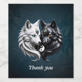 Yin Yang Wolven. Wijn Etiket (Enkel label)