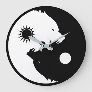 Yin Yang Wolves Grote Klok