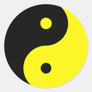 Yin Yang Ying Taoism Sign Chinese Taijitu Yellow Ronde Sticker