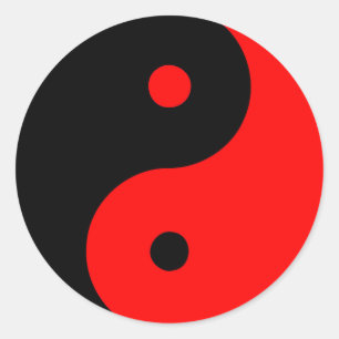 Yin Yang Ying Taoïsme Teken Chinees Taijitu Rood Ronde Sticker