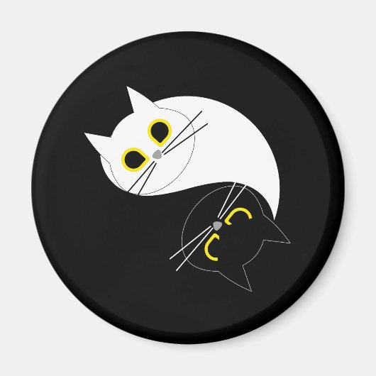 YIN YANG Zen Cat Magnet Magneet (Voorkant)