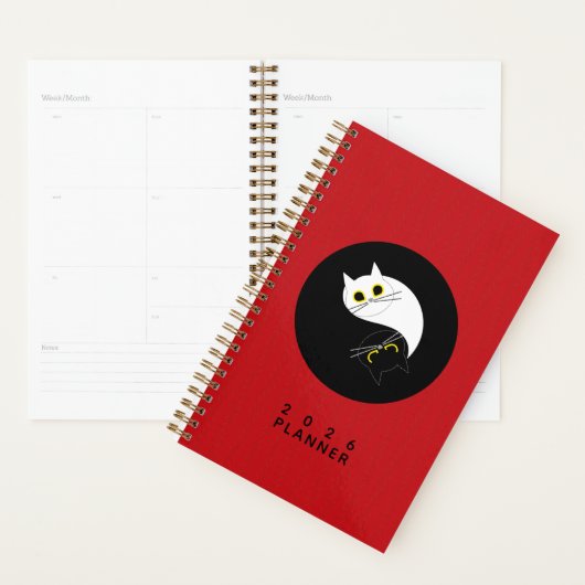 Yin Yang Zen Cat Planner (Devant avec enveloppe)