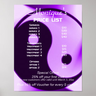 Yin Yang zen yoga prijzenlijst Poster