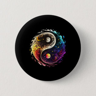 Yin Yang, Zon, Maan, Universum, Tai Chi, Qigong, Y Ronde Button 5,7 Cm