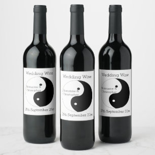 Yin Yang zwart-wit ontwerp bruiloft Wijn Etiket