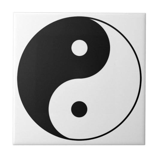 yin yang zwart wit symbool tegeltje (Voorkant)