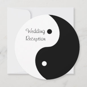 Yin Yang Zwart-Wit Trouwreceptie Kaart