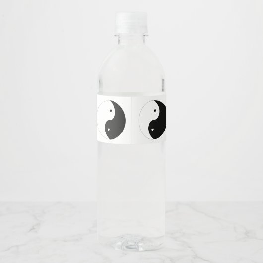 Yin Yang Zwart-witte harten ontwerp bruiloft Waterfles Etiket (Achterkant)