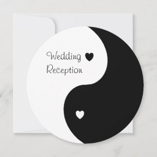 Yin Yang Zwarte En Witte Hartjes Bruiloftsreceptie Kaart